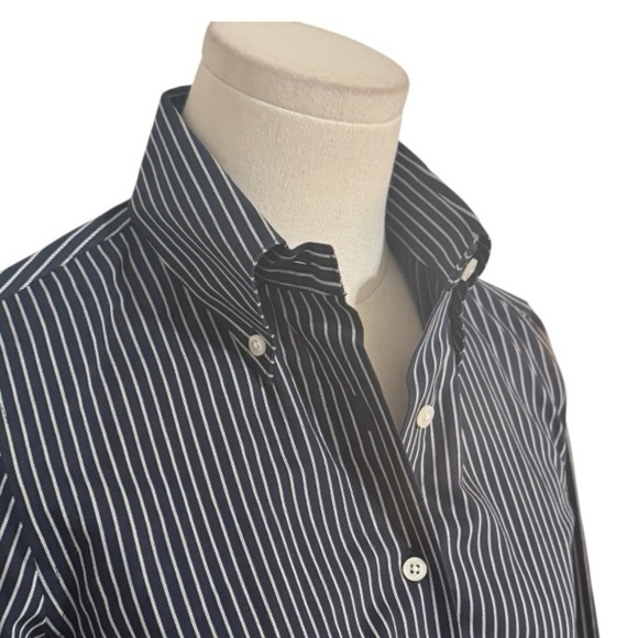 BROOKS BROTHERS Navy Blue White Casual Button Down Shirt Dress Size 2 Work - Picture 4 of 6
